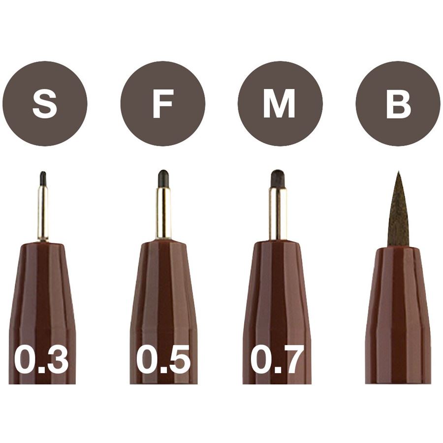 Faber-Castell - PITT马克笔 S/F/M/B号 深褐色4支装