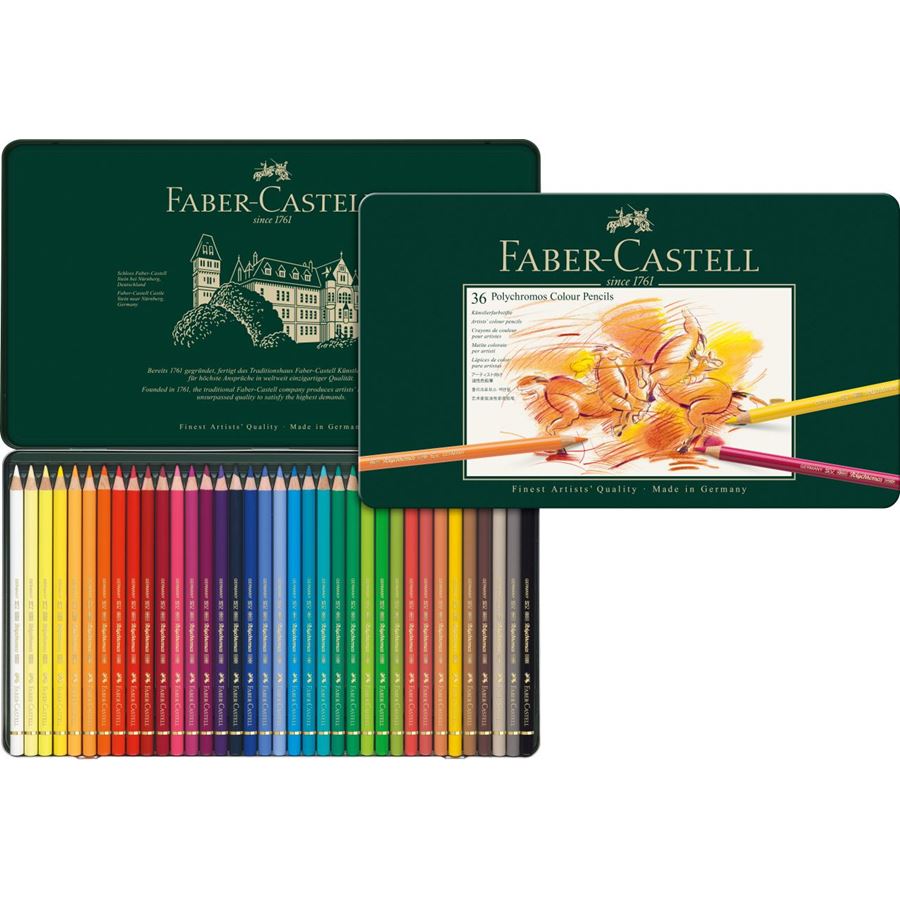 Faber-Castell - POLYCHROMOS 油性彩铅   36色绿铁盒装