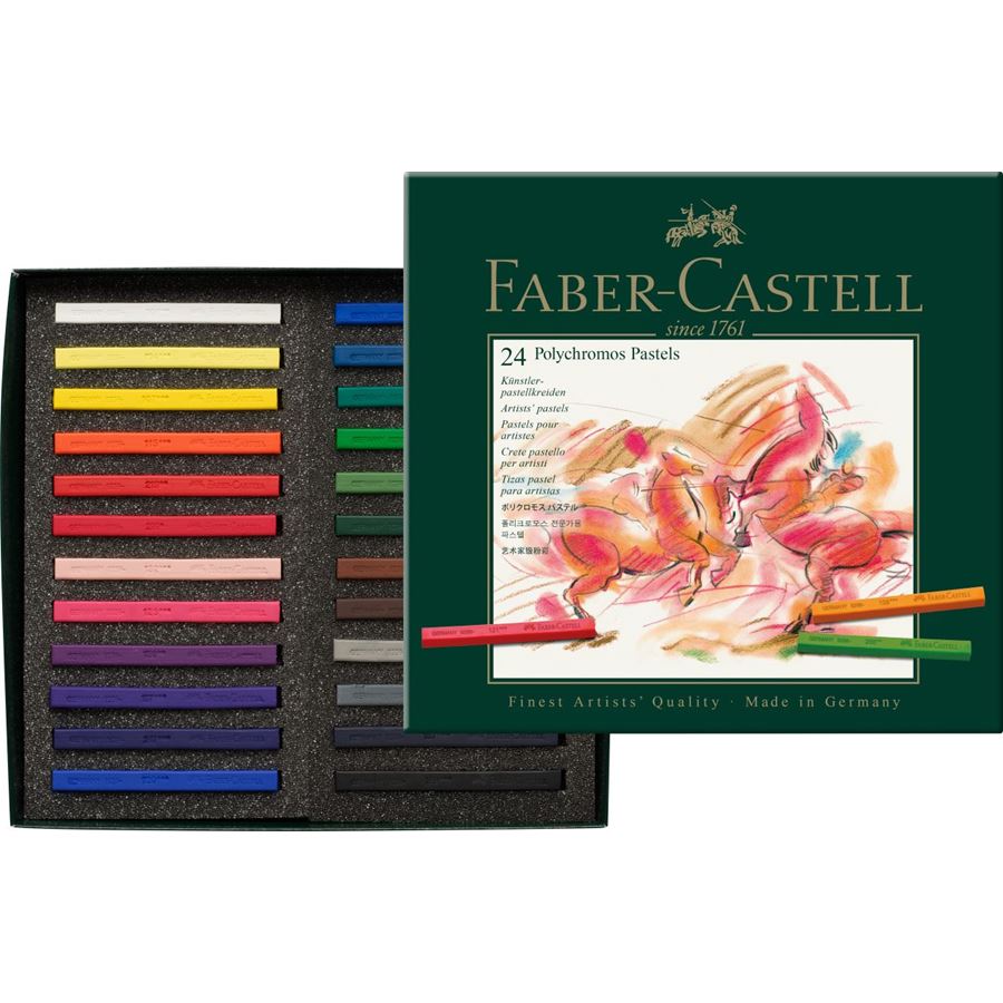 Faber-Castell - POLYCHROMOS 艺术家级粉彩  24色绿纸盒装