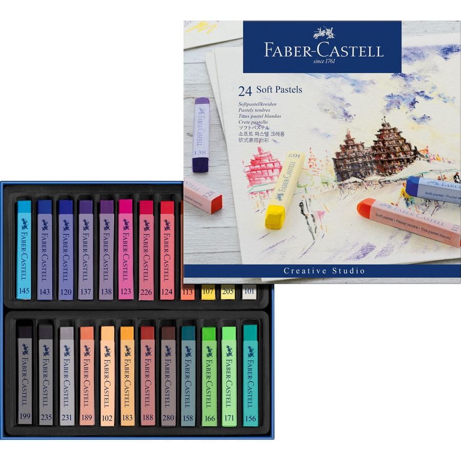 Faber-Castell - 蓝·（软）粉彩  24色蓝纸盒装