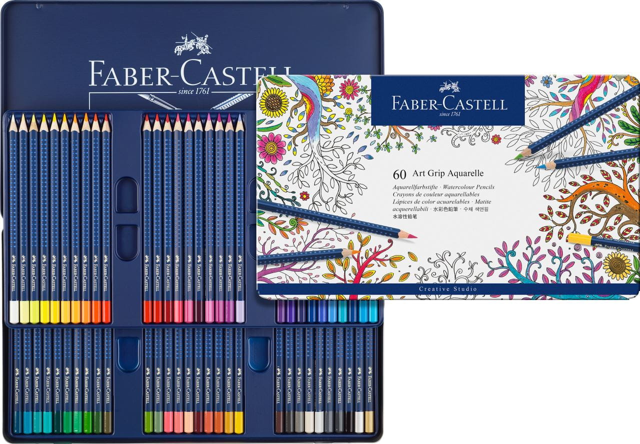 Faber-Castell - ART GRIP  蓝点阵水溶彩铅  60色蓝铁盒装