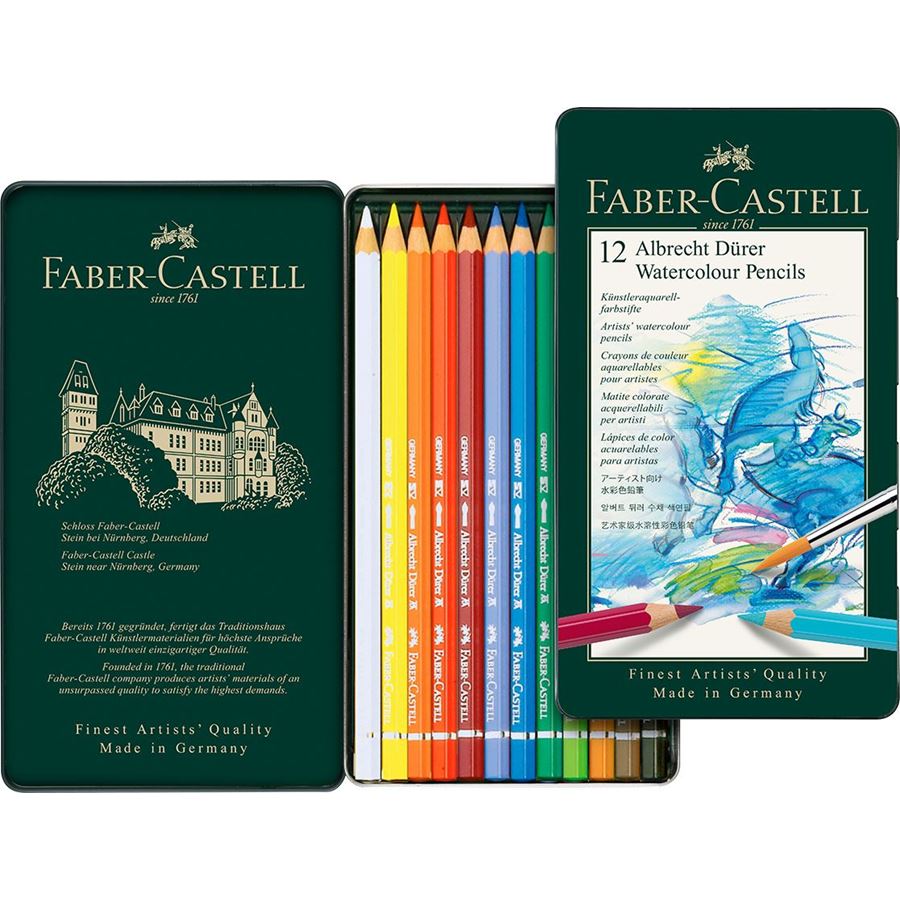 Faber-Castell - A.DÜRER 水溶彩铅   12色绿铁盒装