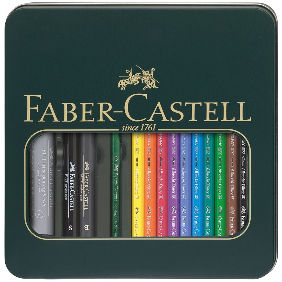 Faber-Castell - A.DÜRER 绘画套装  绿铁盒（水溶彩铅+PITT马克笔）