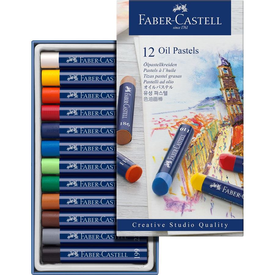 Faber-Castell - 蓝·油画棒  12色蓝纸盒装