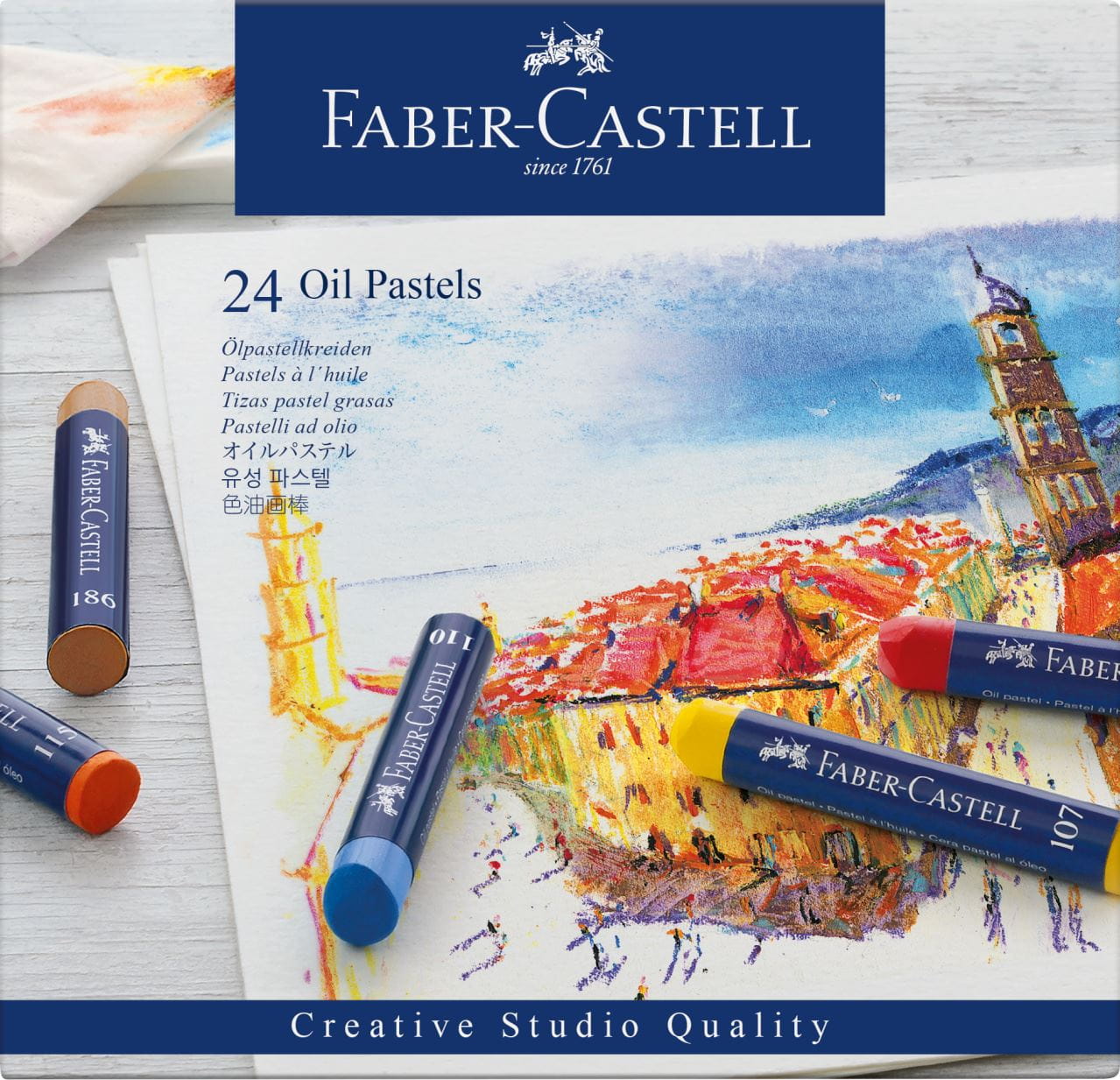 Faber-Castell - 蓝·油画棒  24色蓝纸盒装