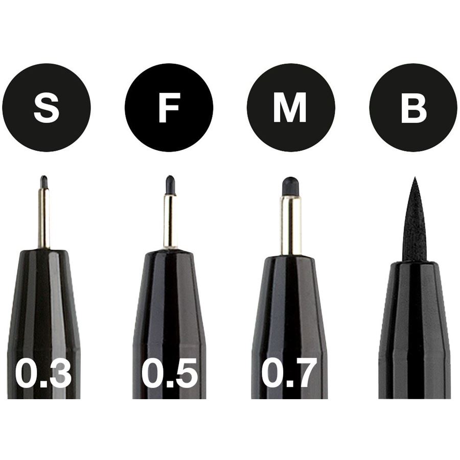 Faber-Castell - PITT马克笔 S/F/M/B号 黑色4支装