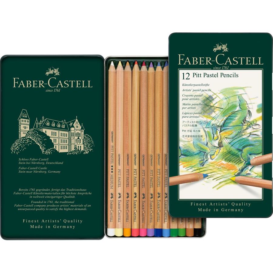 Faber-Castell - PITT粉彩铅笔  12色绿铁盒装