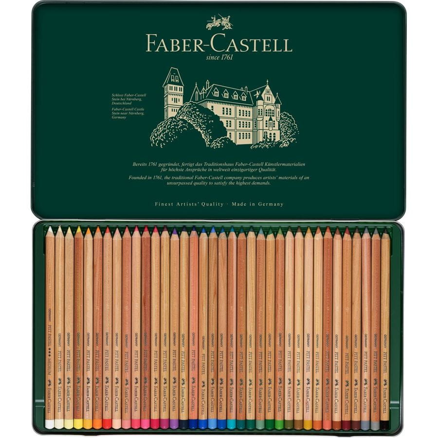 Faber-Castell - PITT粉彩铅笔  36色绿铁盒装