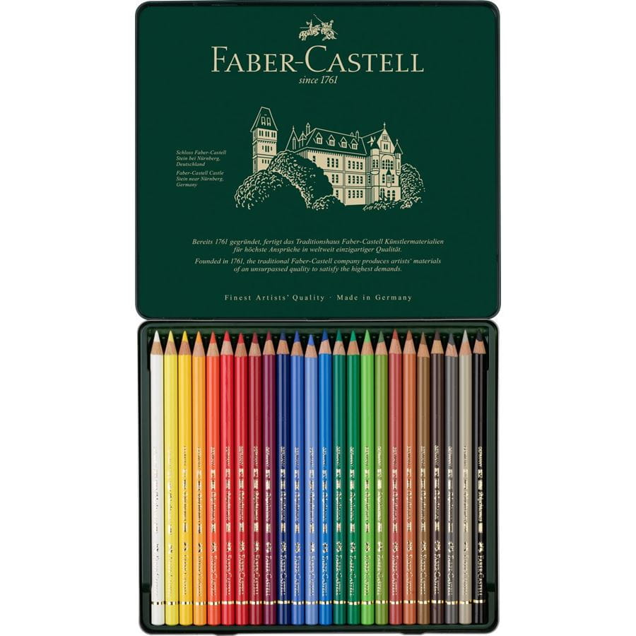 Faber-Castell - POLYCHROMOS 油性彩铅   24色绿铁盒装