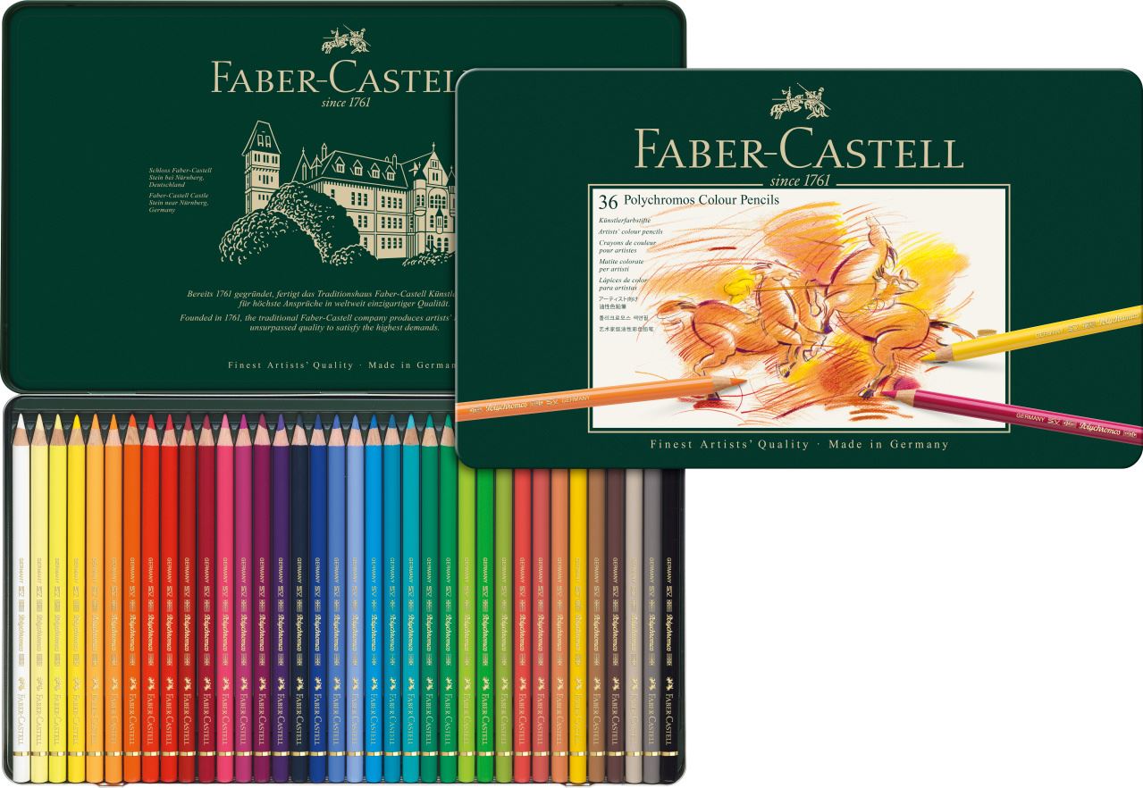 Faber-Castell - POLYCHROMOS 油性彩铅   36色绿铁盒装