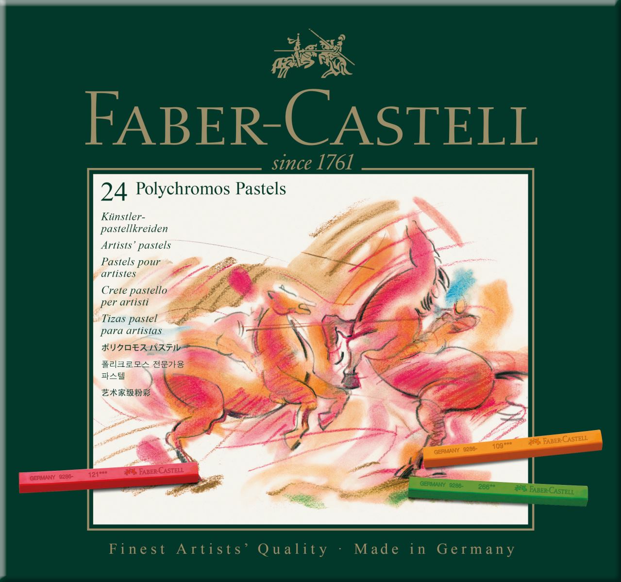 Faber-Castell - POLYCHROMOS 艺术家级粉彩  24色绿纸盒装