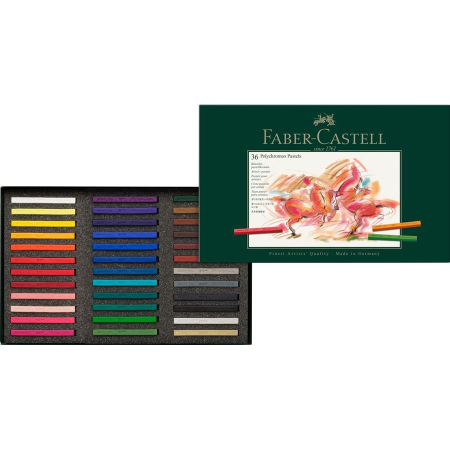 Faber-Castell - POLYCHROMOS 艺术家级粉彩  36色绿纸盒装