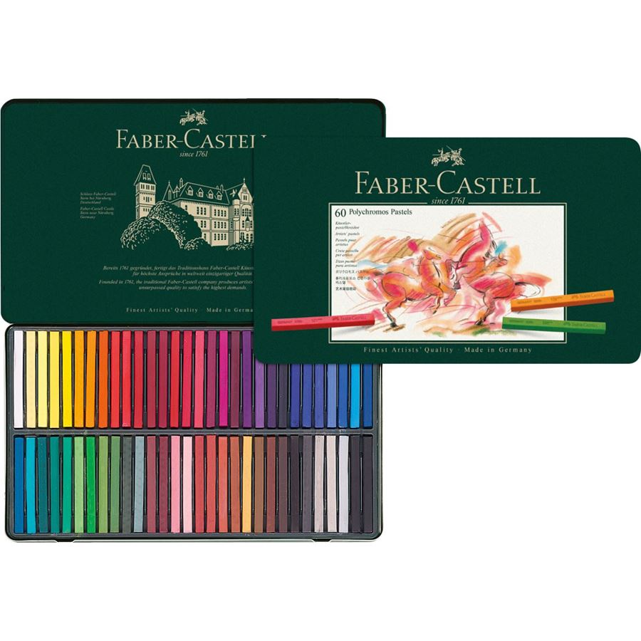 Faber-Castell - POLYCHROMOS 艺术家级粉彩  60色绿铁盒装