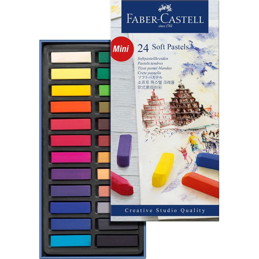 Faber-Castell - 蓝·（软）粉彩  24色迷你半支装（蓝纸盒）