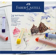 Faber-Castell - 蓝·（软）粉彩  24色蓝纸盒装