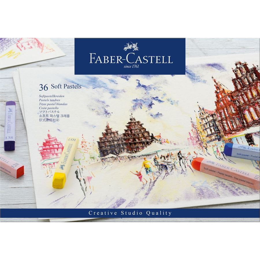 Faber-Castell - 蓝·（软）粉彩  36色蓝纸盒装
